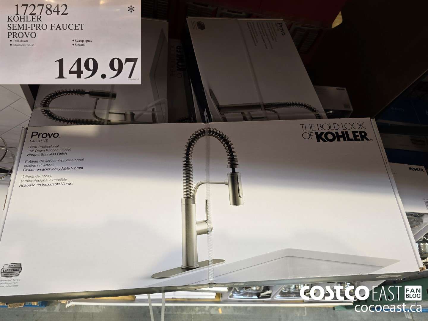 1727842 KOHLER SEMI-PRO FAUCET PROVO $149.97