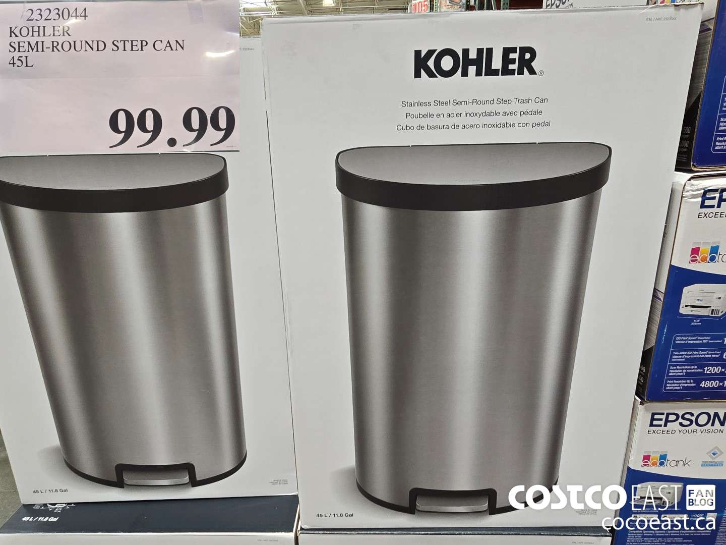 2323044 KOHLER SEMI-ROUND STEP CAN 45L $99.99