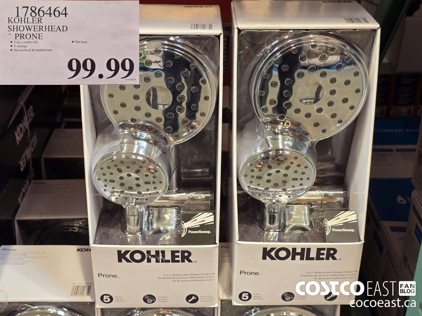 1786464 KOHLER SHOWERHEAD PRONE $99.99