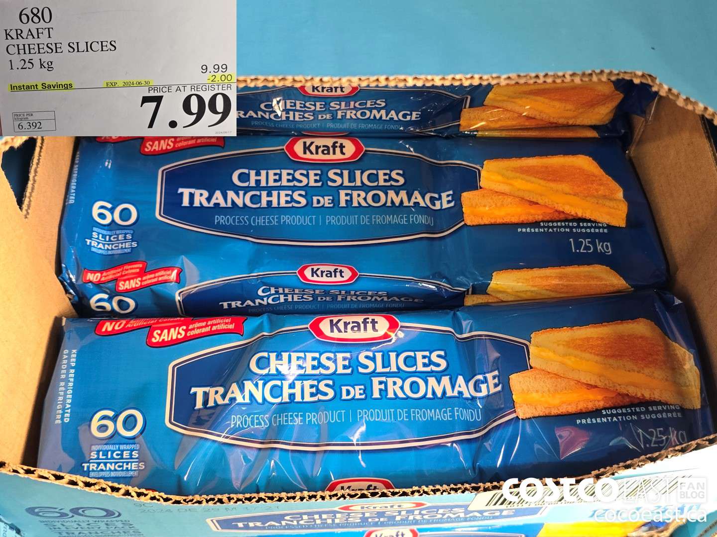 680 KRAFT CHEESE SLICES 1.25 KG ($2.00 INSTANT SAVINGS EXPIRES ON 2024-06-30) $7.99