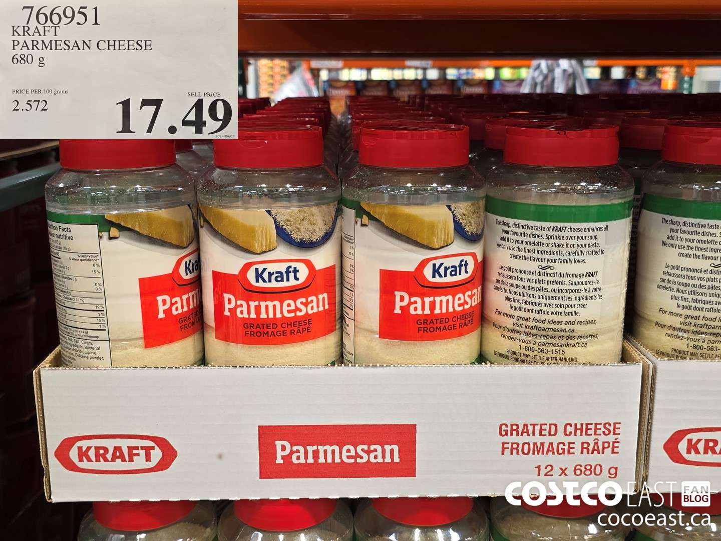 766951 KRAFT PARMESAN CHEESE 680 G $17.49