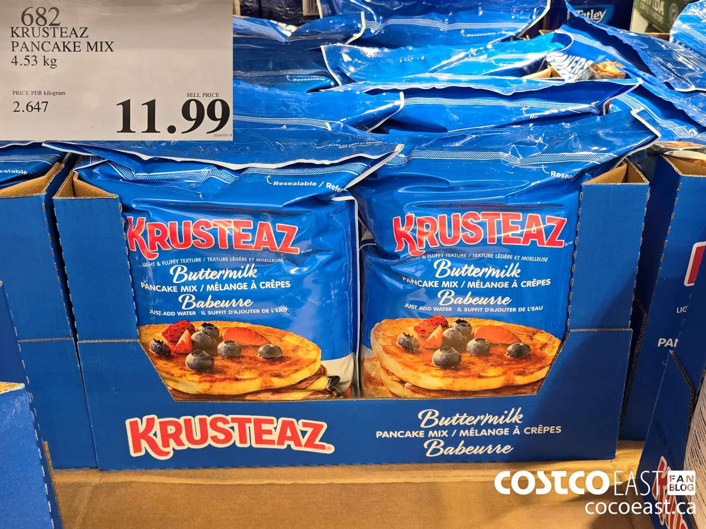 682 KRUSTEAZ PANCAKE MIX 4.53KG $11.99