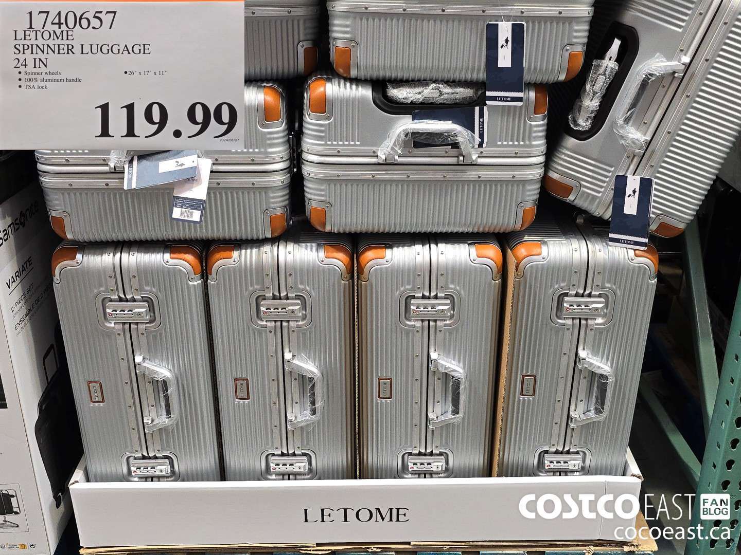 1740657 LETOME SPINNER LUGGAGE 24 IN $119.99