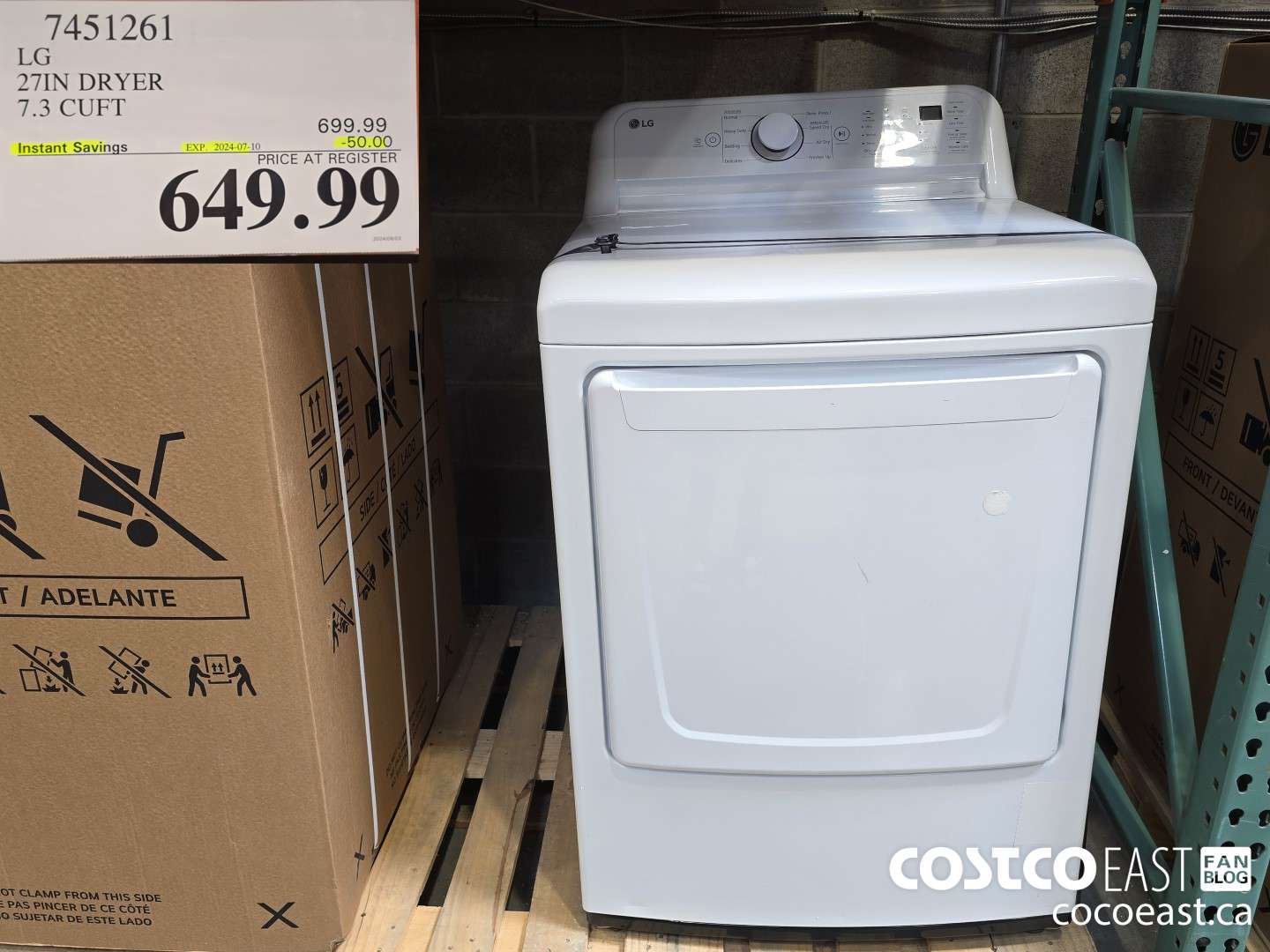 7451261 LG 27IN DRYER 7.3 CUFT ($50.00 INSTANT SAVINGS EXPIRES ON 2024-07-10) $649.99