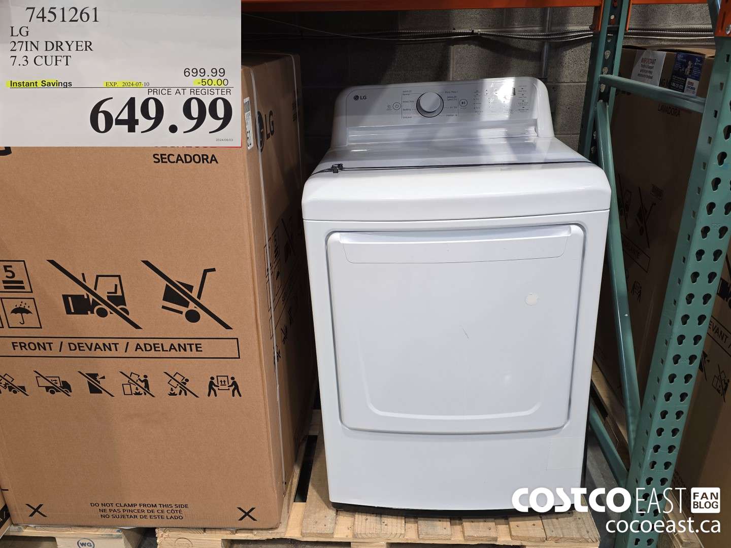 7451261 LG 27IN DRYER 7.3 CUFT ($50.00 INSTANT SAVINGS EXPIRES ON 2024-07-10) $649.99