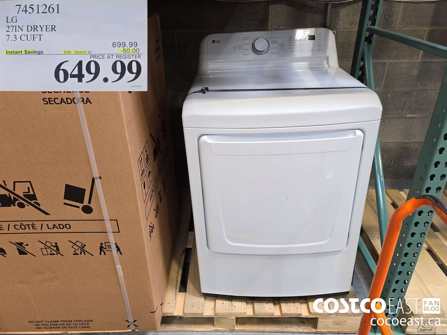 7451261 LG 27IN DRYER 7.3 CUFT ($50.00 INSTANT SAVINGS EXPIRES ON 2024-07-10) $649.99