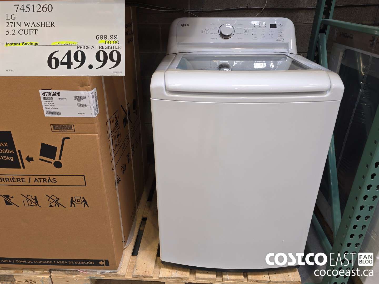 7451260 LG 27IN WASHER 5.2 CUFT ($50.00 INSTANT SAVINGS EXPIRES ON 2024-07-10) $649.99