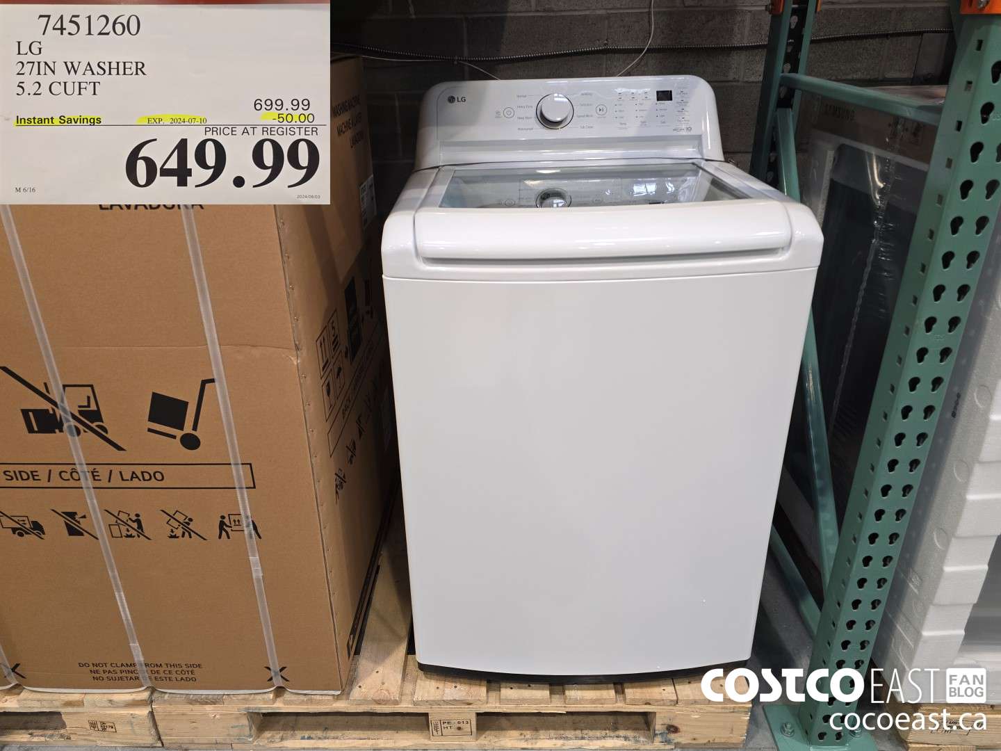 7451260 LG 27IN WASHER 5.2 CUFT ($50.00 INSTANT SAVINGS EXPIRES ON 2024-07-10) $649.99