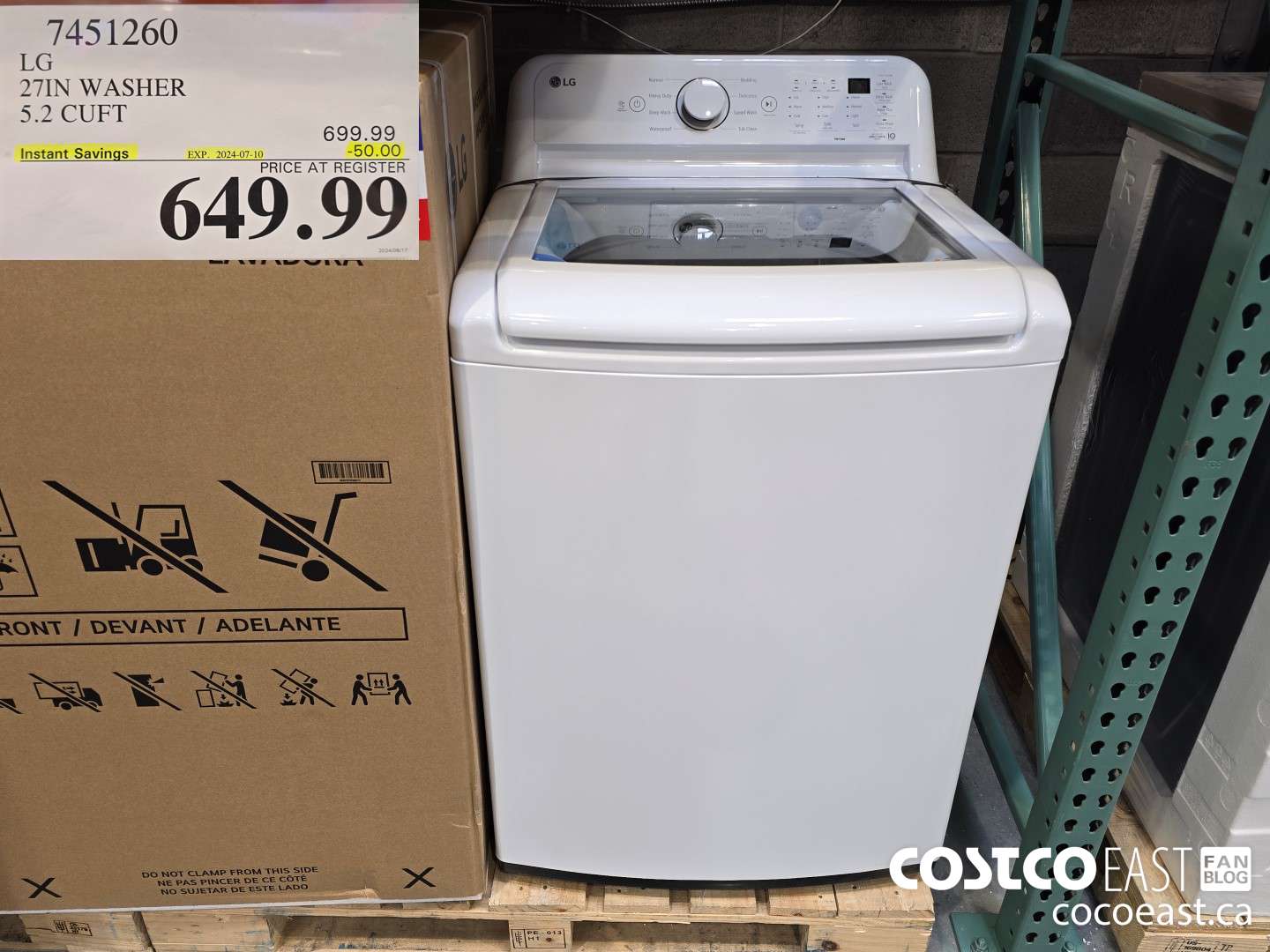 7451260 LG 27IN WASHER 5.2 CUFT ($50.00 INSTANT SAVINGS EXPIRES ON 2024-07-10) $649.99
