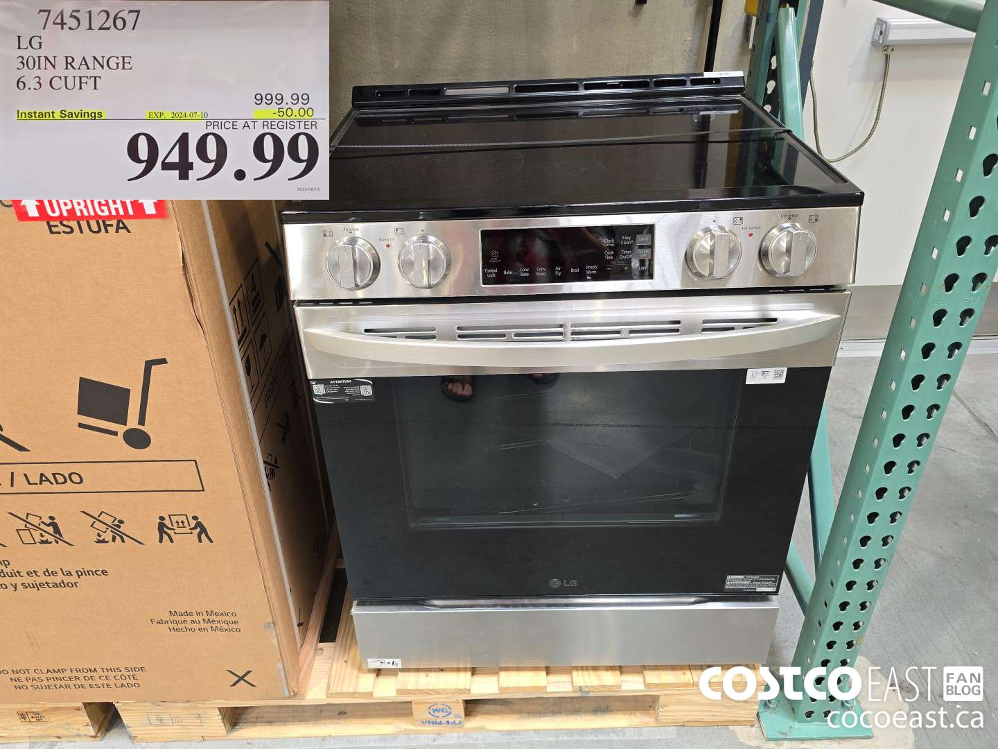 7451267 LG 30IN RANGE 6.3 CU. FT. ($50.00 INSTANT SAVINGS EXPIRES ON 2024-07-10) $949.99