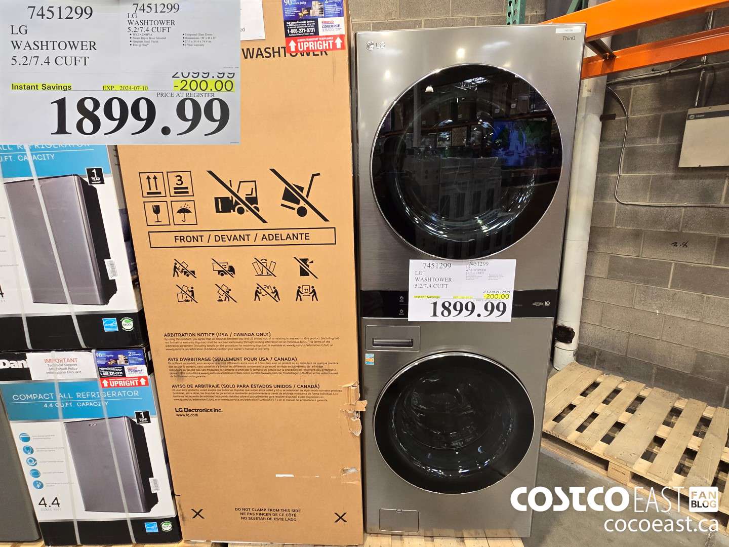 7451299 LG WASHTOWER 5.2/7.4 CUFT ($200.00 INSTANT SAVINGS EXPIRES ON 2024-07-10) $1899.99