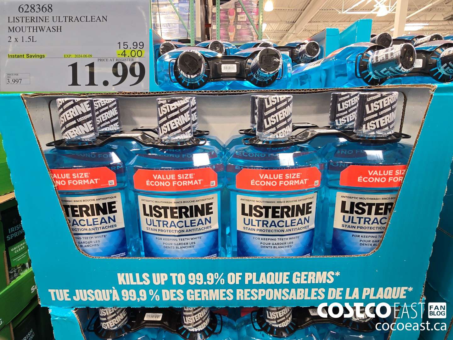 628368 LISTERINE ULTRACLEAN MOUTHWASH 2 X 1.5L ($4.00 INSTANT SAVINGS EXPIRES ON 2024-06-09) $11.99