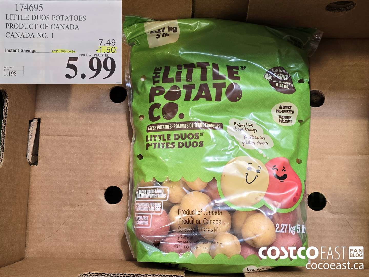 174695 LITTLE DUOS POTATOES PRODUCT OF CANADA CANADA NO.1 ($1.50 INSTANT SAVINGS EXPIRES ON 2024-06-16) $5.99