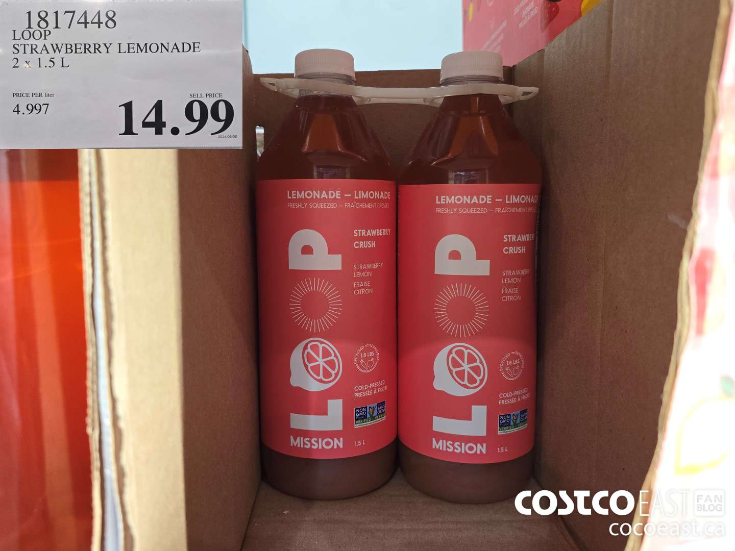 1817448 LOOP STRAWBERRY LEMONADE 2x15 L $14.99