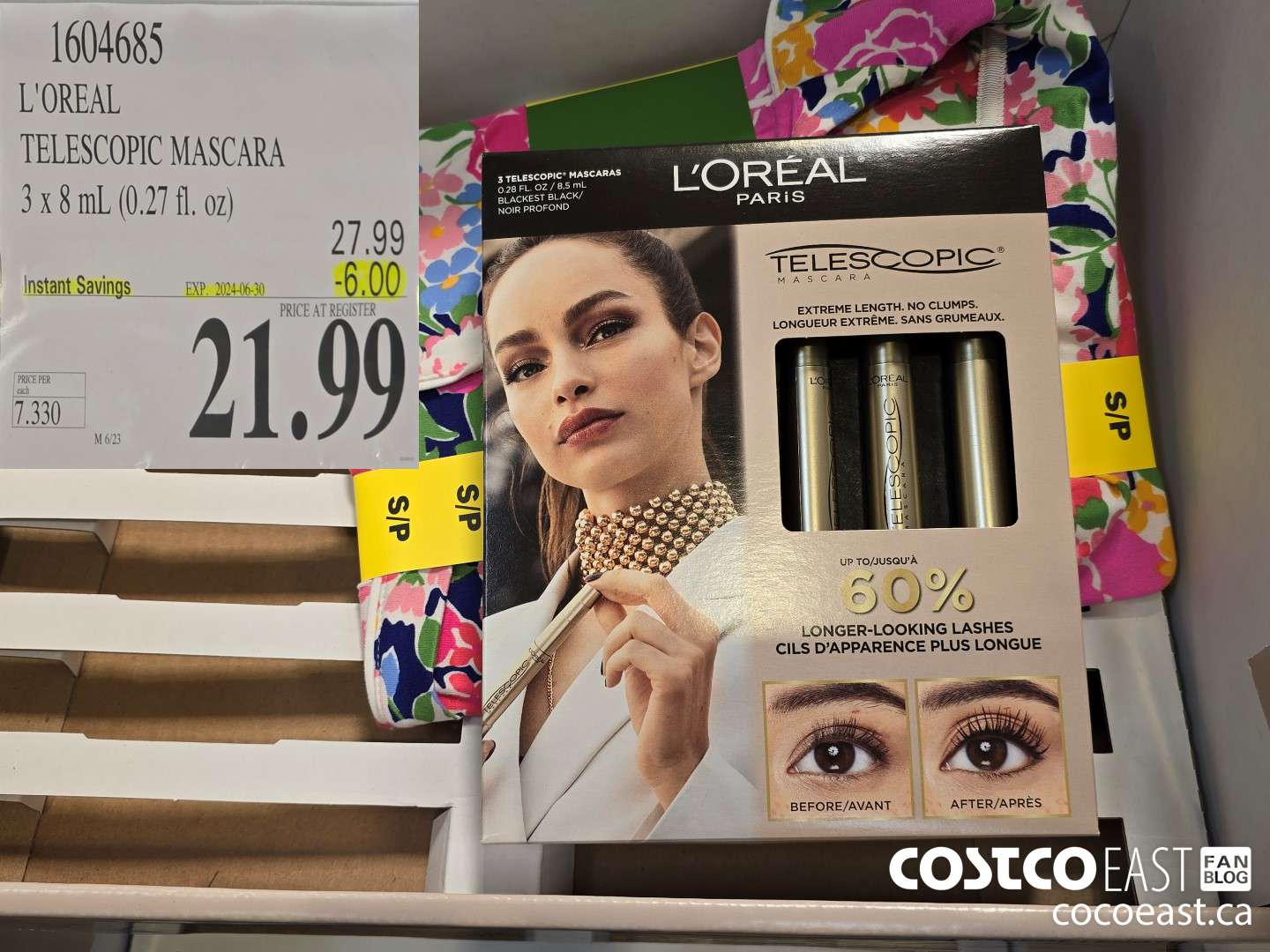 1604685 L'OREAL TELESCOPIC MASCARA 3 x 8 mL (0.27 fl. oz) ($6.00 INSTANT SAVINGS EXPIRES ON 2024-06-30) $21.99