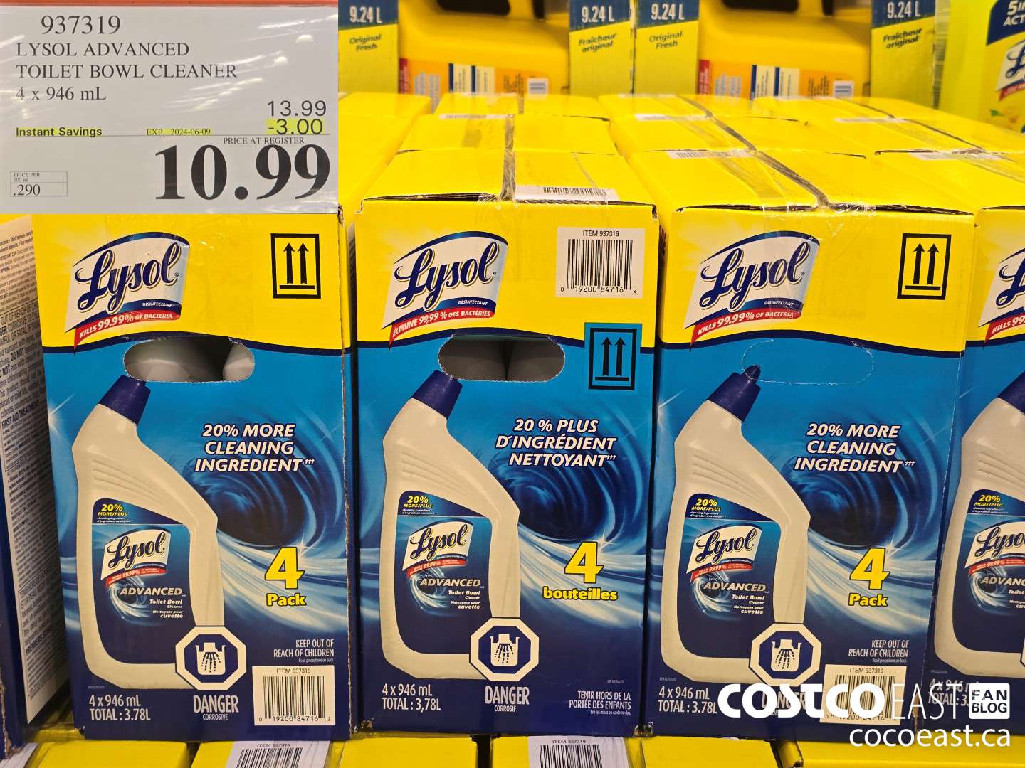 937319 LYSOL ADVANCED TOILET BOWL CLEANER 4 X 946 ML ($3.00 INSTANT SAVINGS EXPIRES ON 2024-06-09) $10.99