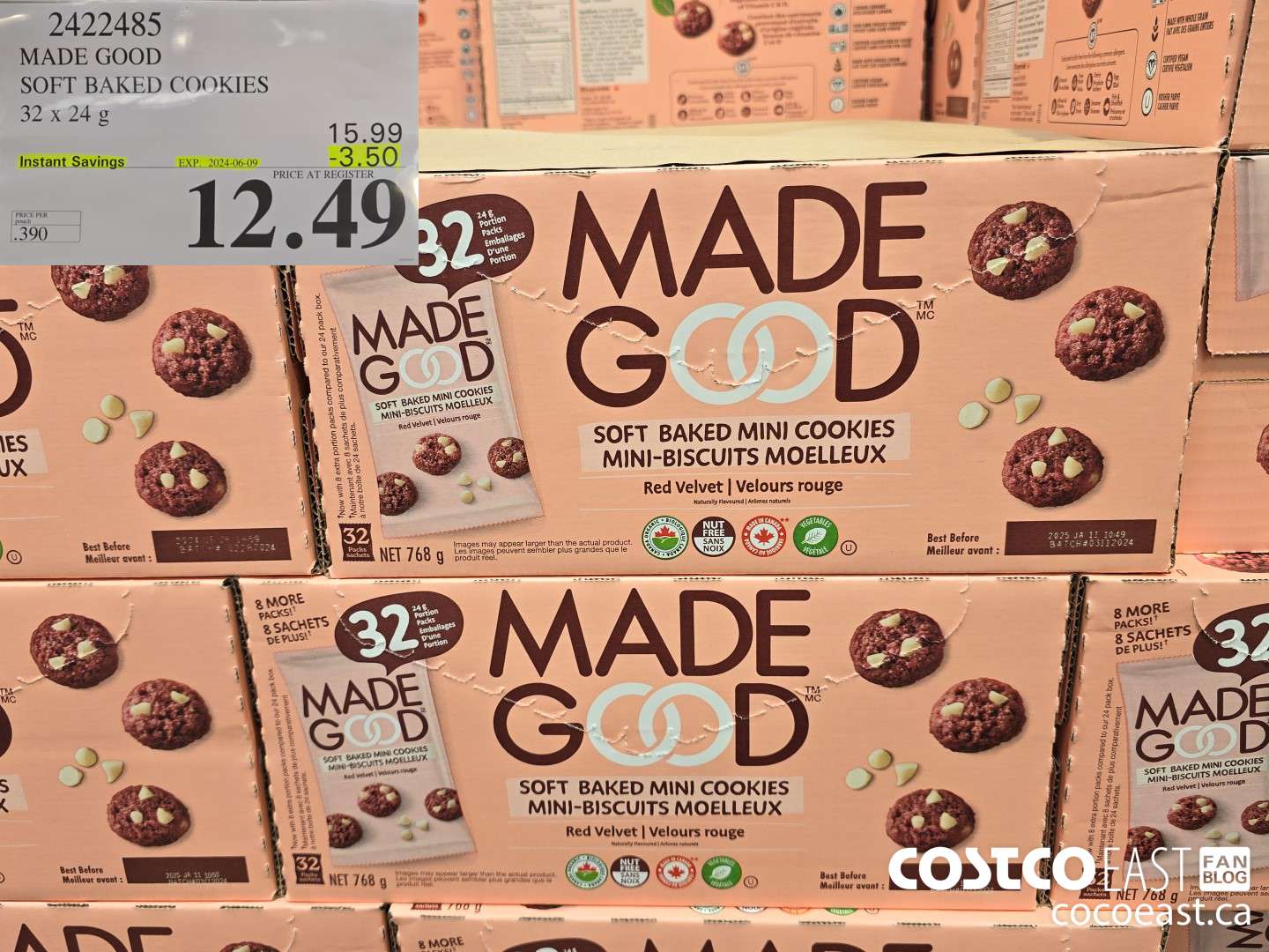 2422485 MADE GOOD SOFT BAKED COOKIES 32 x 24G ($3.50 INSTANT SAVINGS EXPIRES ON 2024-06-09) $12.49