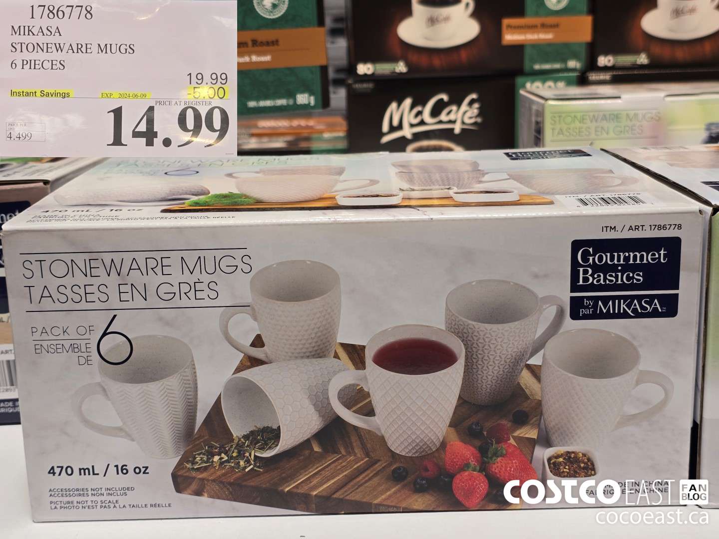 1786778 MIKASA STONEWARE MUGS 6 PIECES ($5.00 INSTANT SAVINGS EXPIRES ON 2024-06-09) $14.99