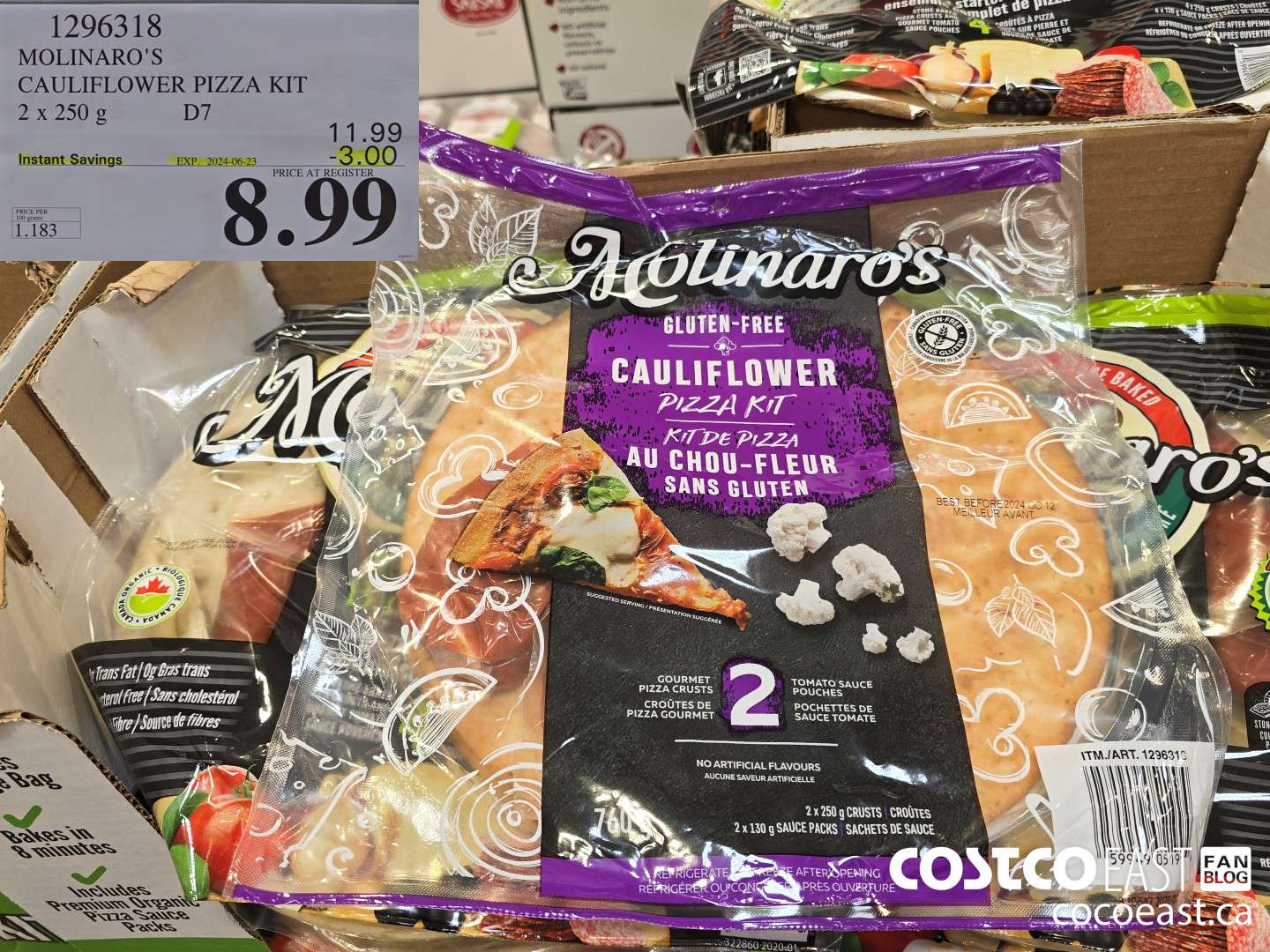 1296318 MOLINARO'S CAULIFLOWER PIZZA KIT 2 X 250 g ($3.00 INSTANT SAVINGS EXPIRES ON 2024-06-23) $8.99
