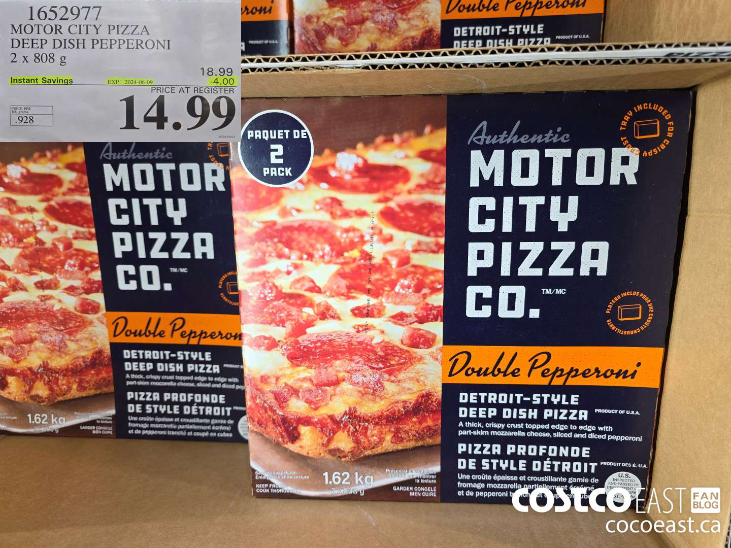 1652977 MOTOR CITY PIZZA DEEP DISH PEPPERONI 2 X 808G ($4.00 INSTANT SAVINGS EXPIRES ON 2024-06-09) $14.99