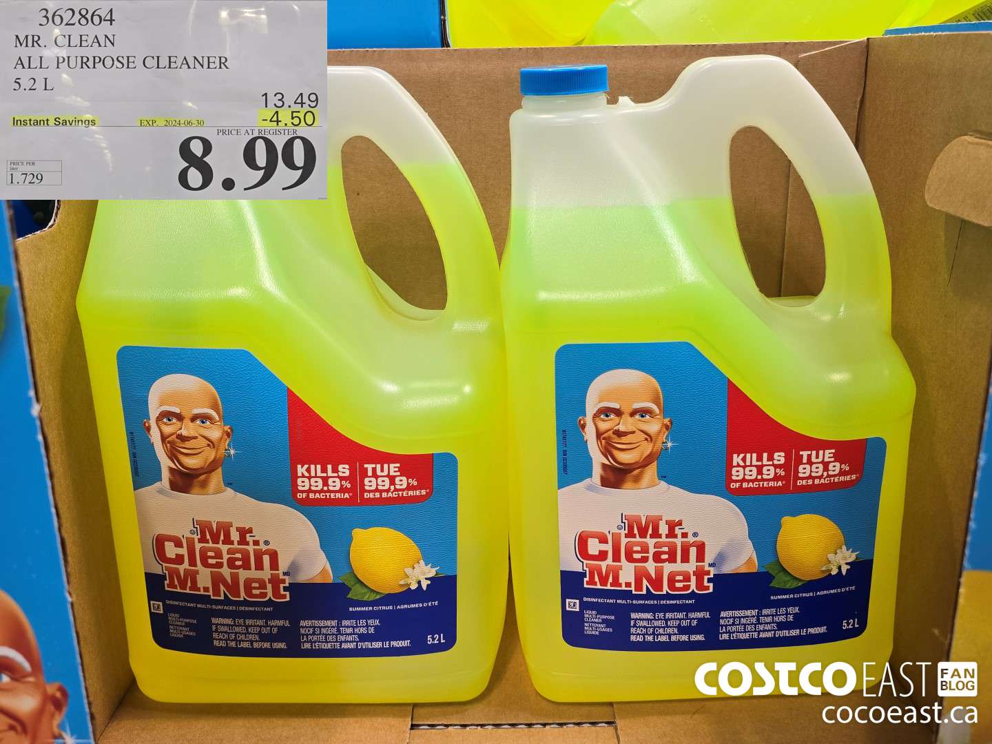 362864 MR. CLEAN ALL PURPOSE CLEANER 5.2 L ($4.50 INSTANT SAVINGS EXPIRES ON 2024-06-30) $8.99