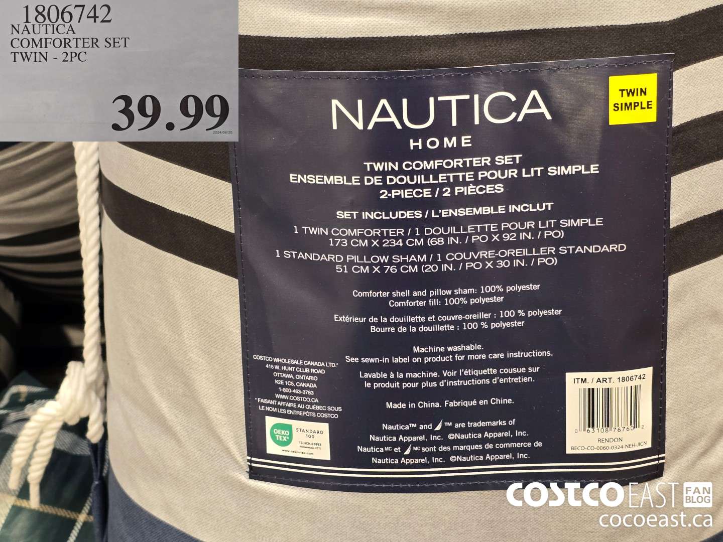1806742 NAUTICA COMFORTER SET TWIN - 2PC $39.99