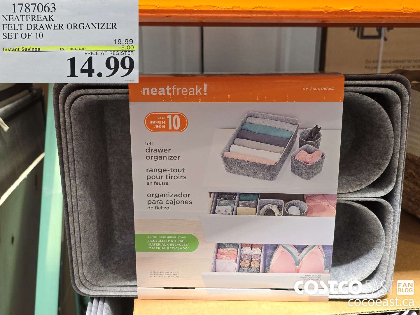 1787063 NEATFREAK FELT DRAWER ORGANIZER SET OF 10 ($5.00 INSTANT SAVINGS EXPIRES ON 2024-06-09) $14.99