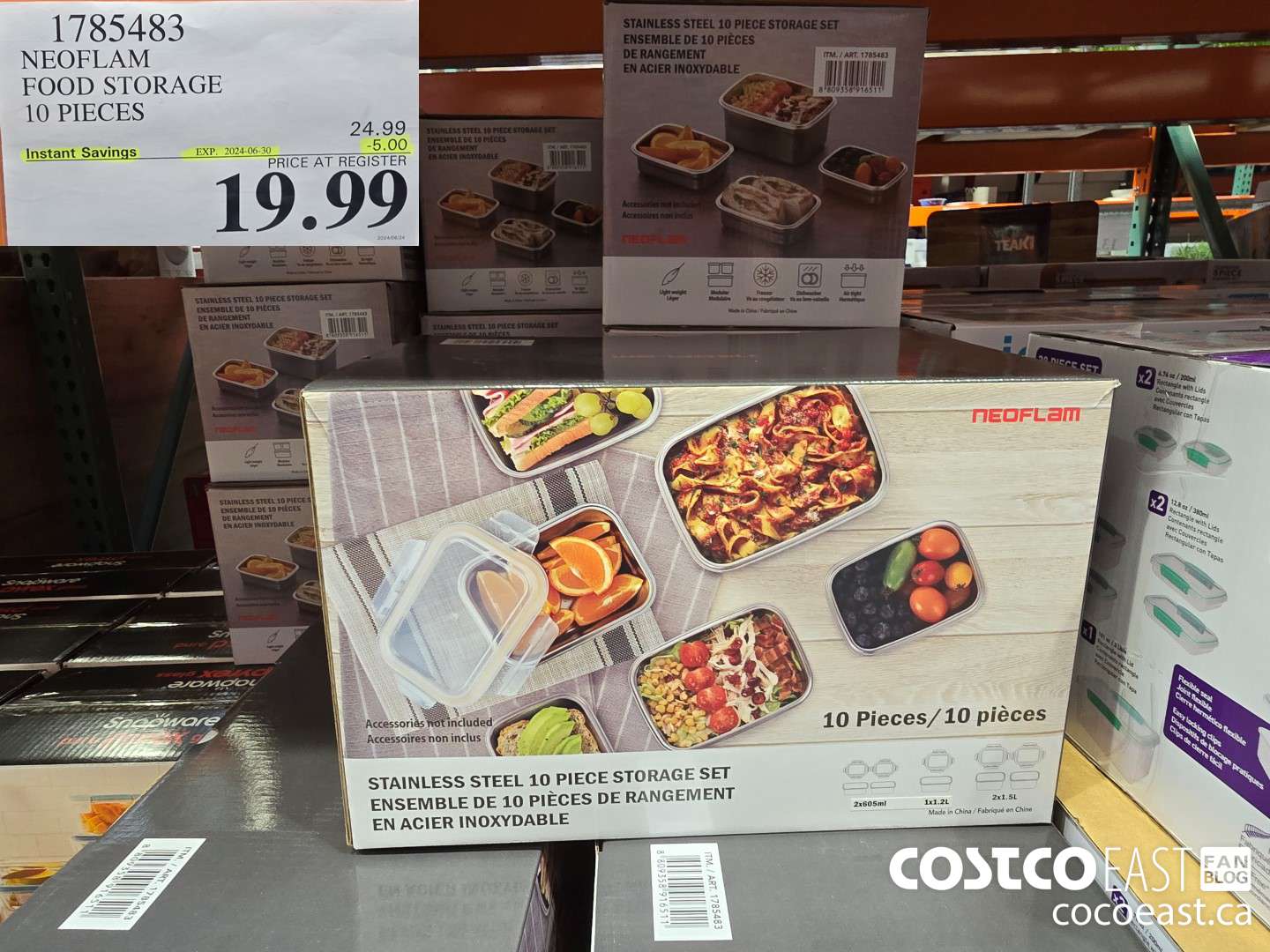 1785483 NEOFLAM FOOD STORAGE 10 PIECES ($5.00 INSTANT SAVINGS EXPIRES ON 2024-06-30) $19.99