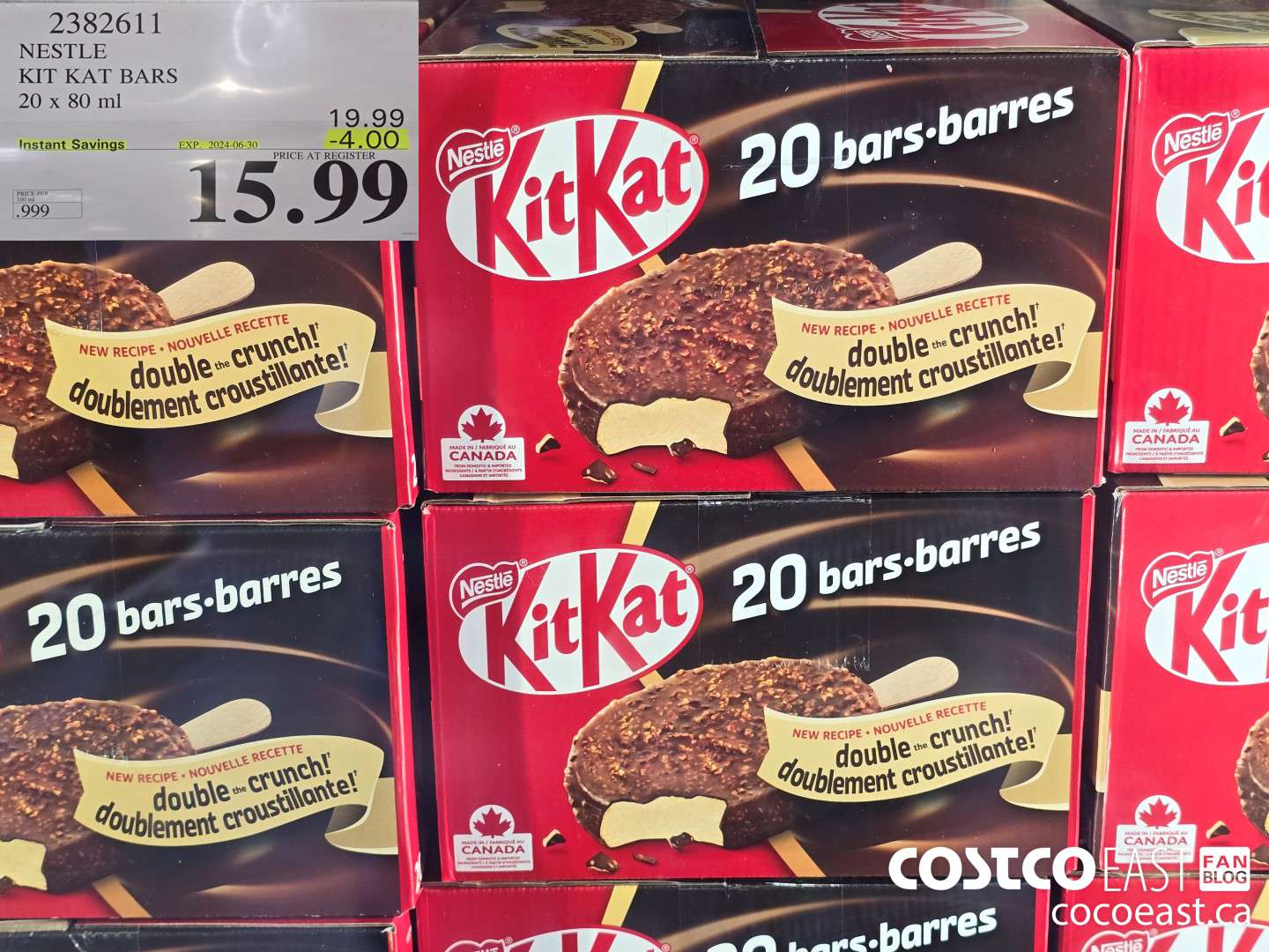 2382611 NESTLE KIT KAT BARS 20 x 80 ml ($4.00 INSTANT SAVINGS EXPIRES ON 2024-06-30) $15.99