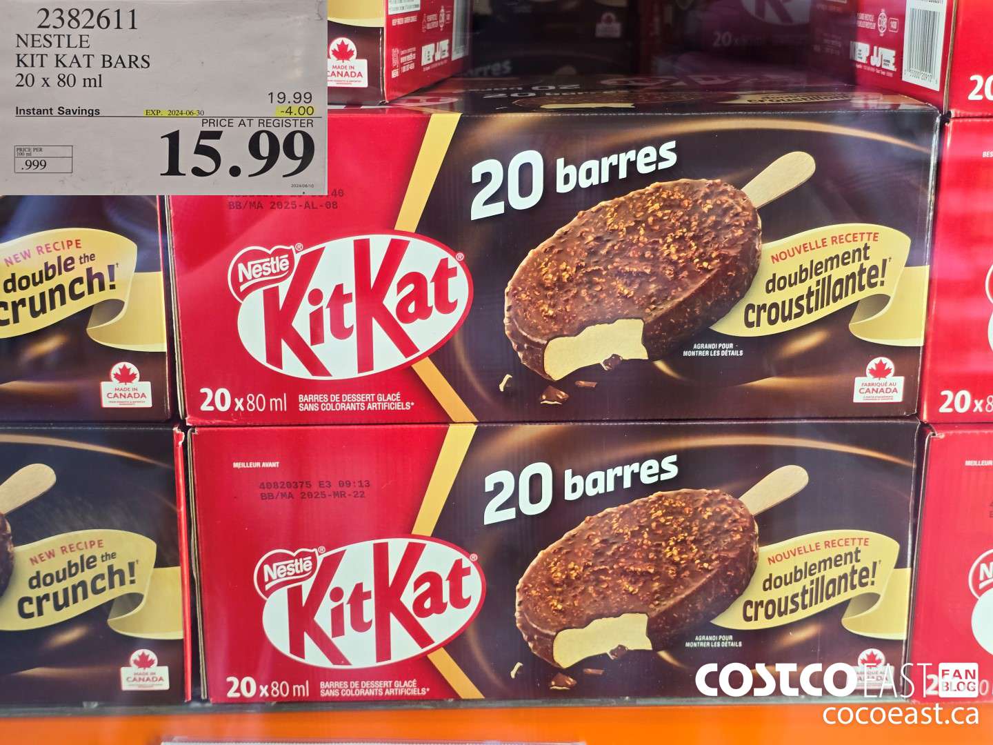 2382611 NESTLE KIT KAT BARS 20 x 80 ml ($4.00 INSTANT SAVINGS EXPIRES ON 2024-06-30) $15.99
