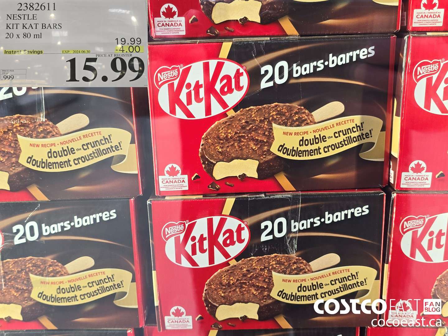 2382611 NESTLE KIT KAT BARS 20 x 80 ml ($4.00 INSTANT SAVINGS EXPIRES ON 2024-06-30) $15.99