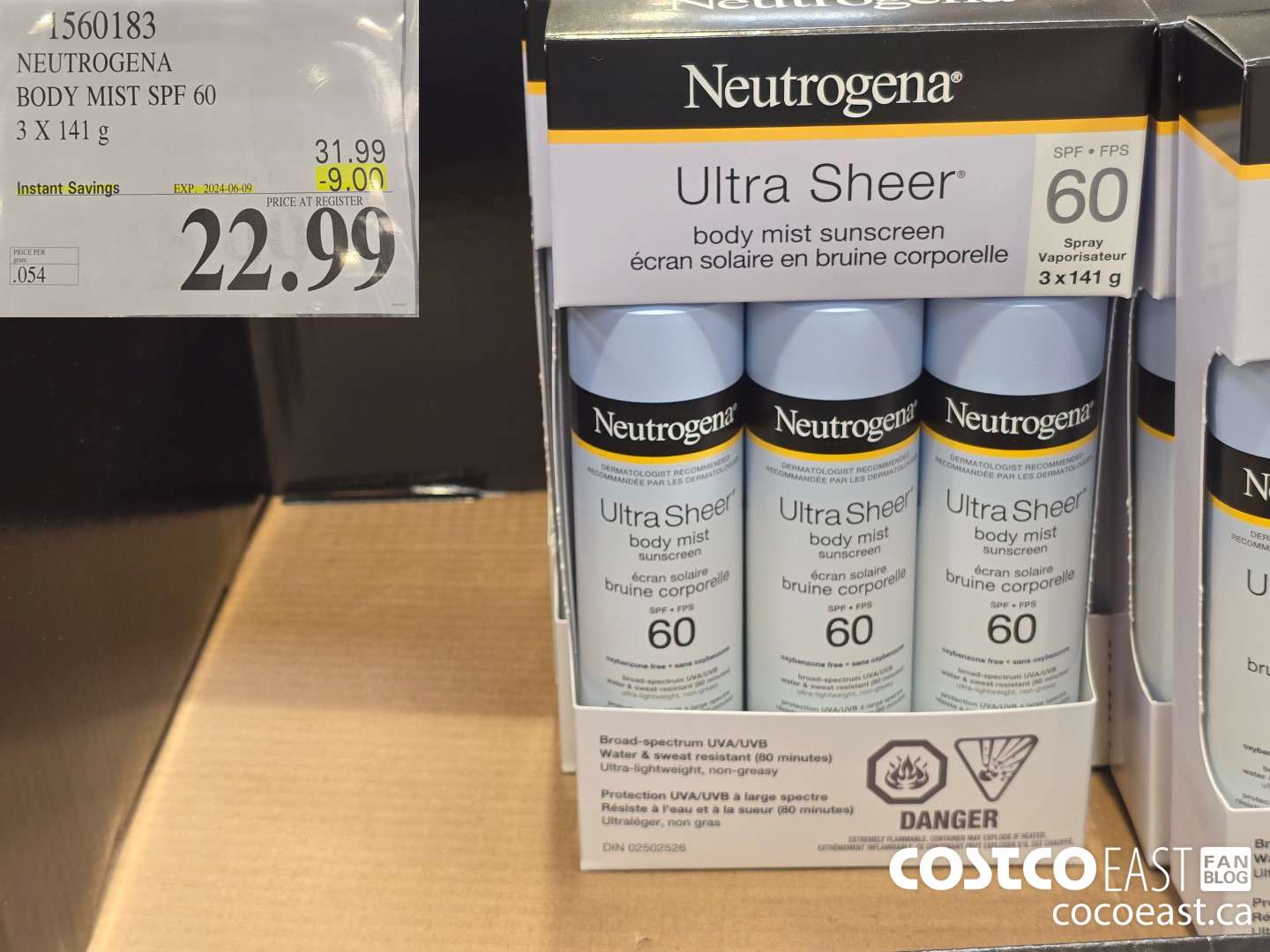 1560183 NEUTROGENA BODY MIST SPF 60 3 X 141 g ($9.00 INSTANT SAVINGS EXPIRES ON 2024-06-09) $22.99