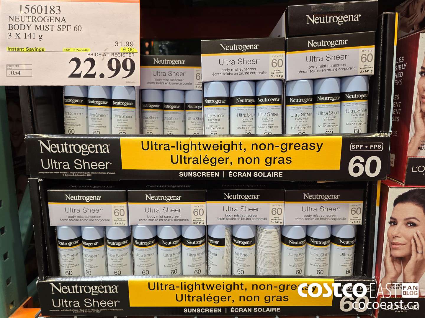 1560183 NEUTROGENA BODY MIST SPF 60 3 X 141 g ($9.00 INSTANT SAVINGS EXPIRES ON 2024-06-09) $22.99