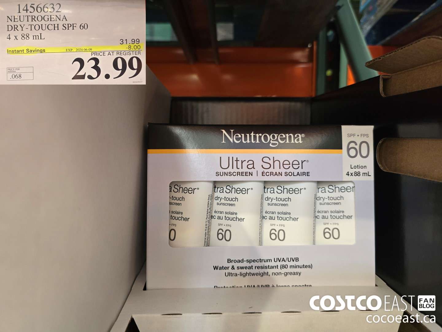 1456632 NEUTROGENA DRY-TOUCH SPF 60 4x 88 mL ($8.00 INSTANT SAVINGS EXPIRES ON 2024-06-09) $23.99