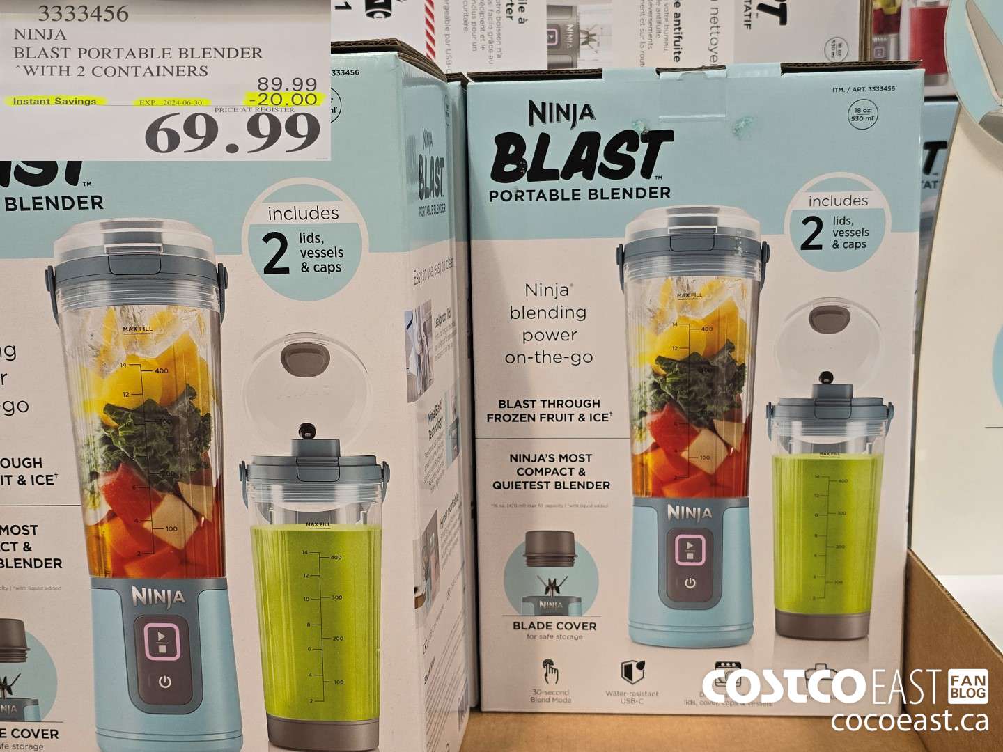 3333456 NINJA BLAST PORTABLE BLENDER 2 CONTAINERS ($20.00 INSTANT SAVINGS EXPIRES ON 2024-06-30) $69.99