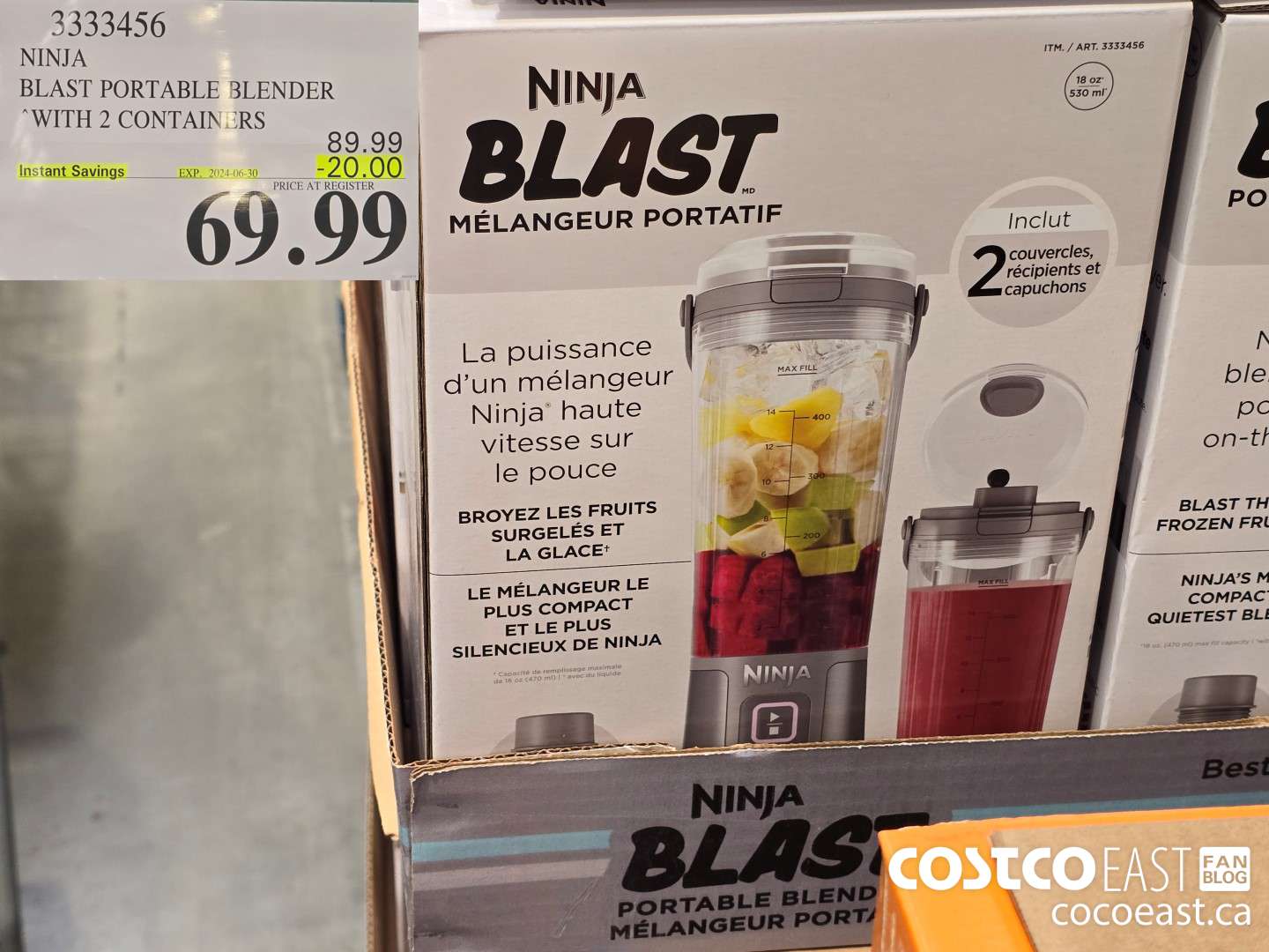 3333456 NINJA BLAST PORTABLE BLENDER 2 CONTAINERS ($20.00 INSTANT SAVINGS EXPIRES ON 2024-06-30) $69.99