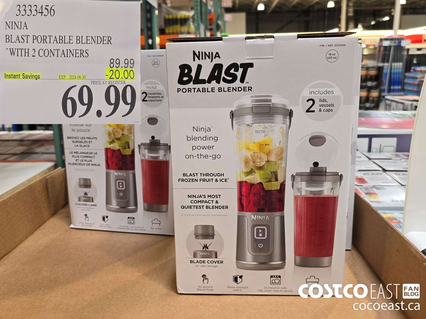 3333456 NINJA BLAST PORTABLE BLENDER 2 CONTAINERS ($20.00 INSTANT SAVINGS EXPIRES ON 2024-06-30) $69.99