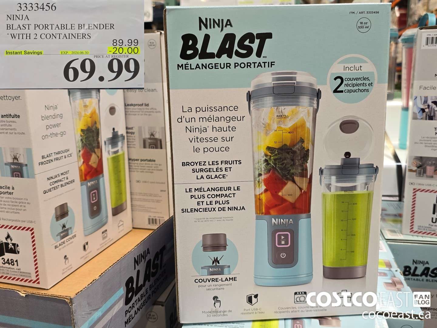 3333456 NINJA BLAST PORTABLE BLENDER 2 CONTAINERS ($20.00 INSTANT SAVINGS EXPIRES ON 2024-06-30) $69.99