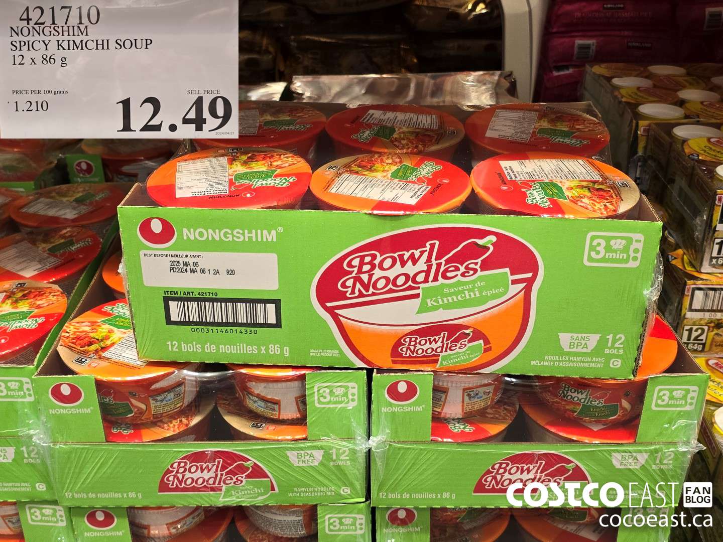 421710 NONGSHIM SPICY KIMCHI SOUP 12 X 86G $12.49