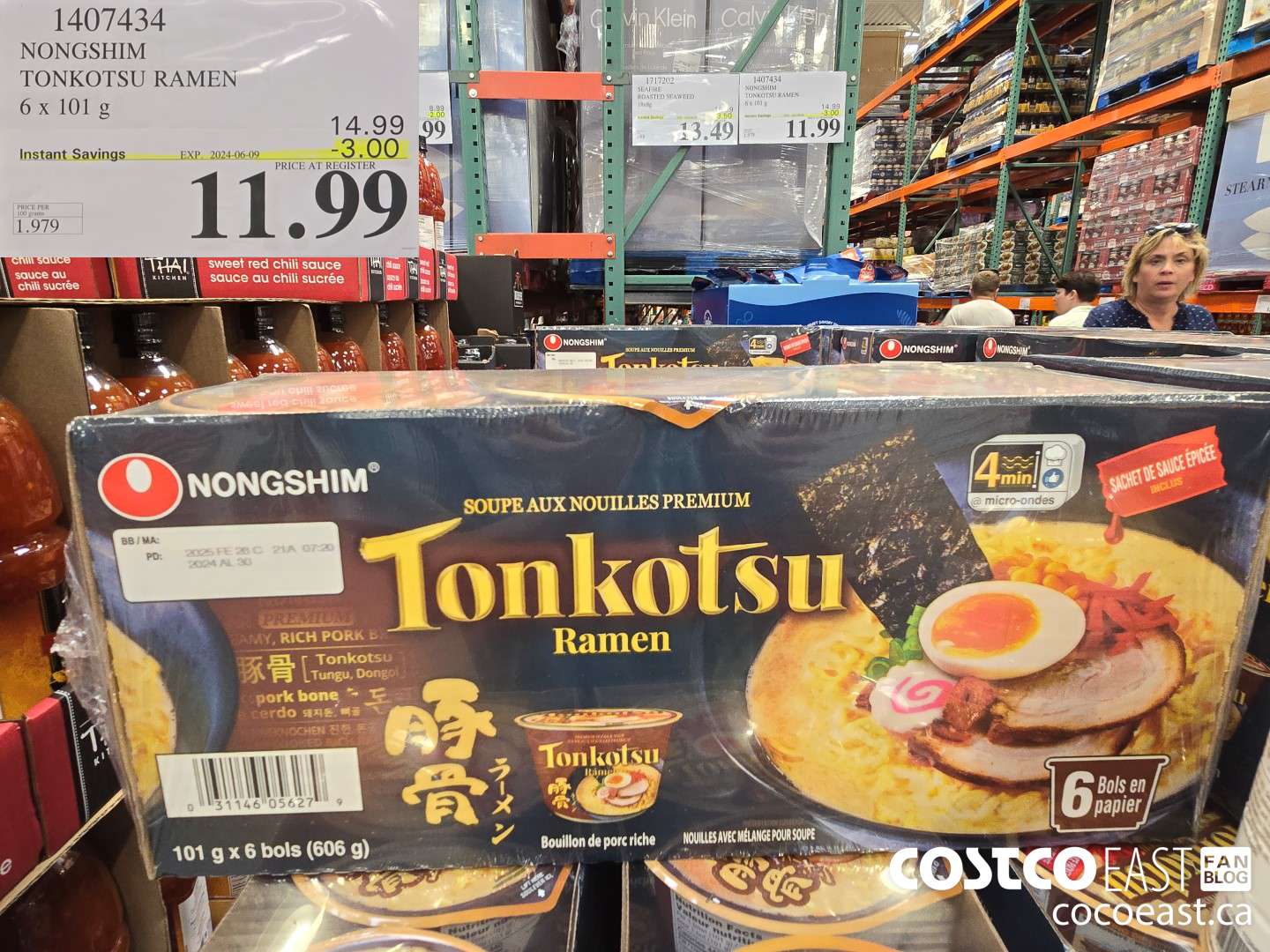 1407434 NONGSHIM TONKOTSU RAMEN 6 x 101 g ($3.00 INSTANT SAVINGS EXPIRES ON 2024-06-09) $11.99