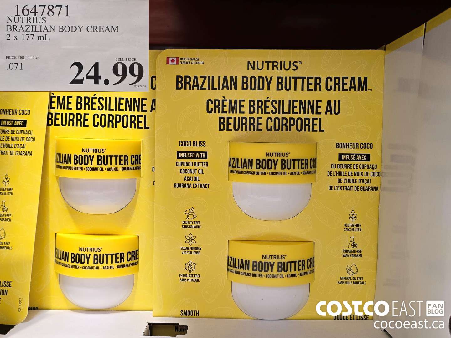 1647871 NUTRIUS BRAZILIAN BODY CREAM 2 X 177ML $24.99