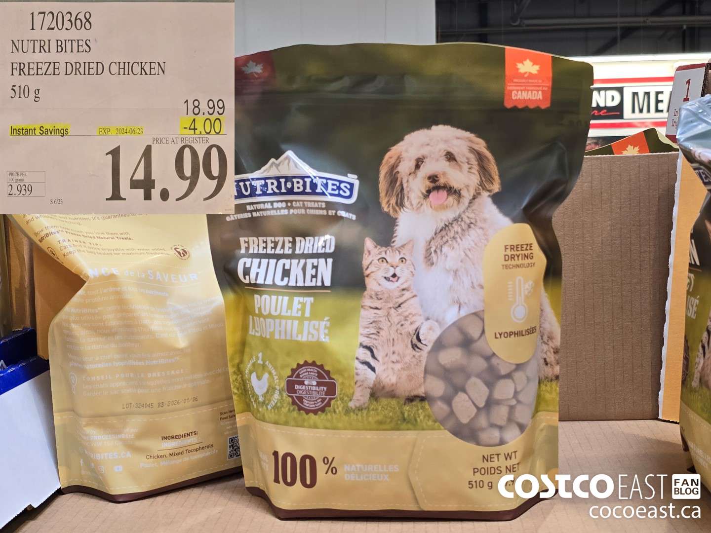 1720368 NUTRI BITES FREEZE DRIED CHICKEN 510 g ($4.00 INSTANT SAVINGS EXPIRES ON 2024-06-23) $14.99