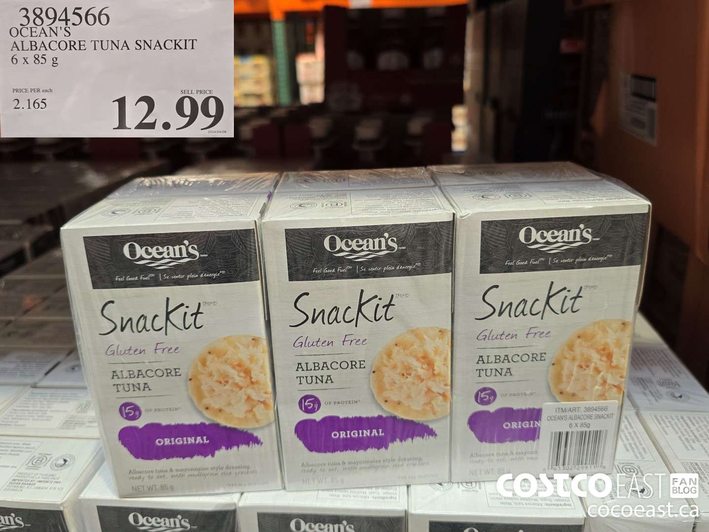 3894566 OCEAN'S ALBACORE TUNA SNACKIT 6 x 85g $12.99