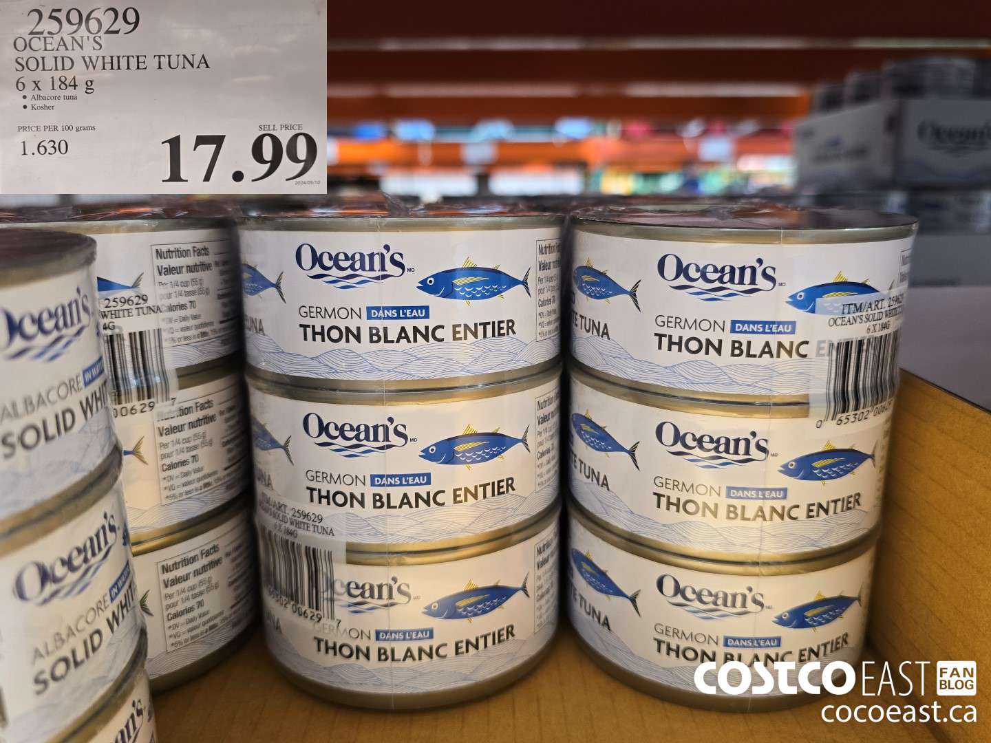 259629 OCEAN'S SOLID WHITE TUNA 6 x 184G $17.99