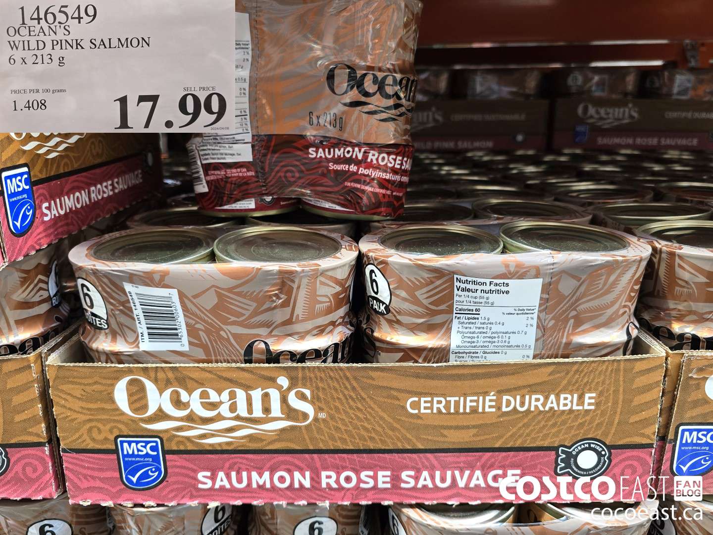 146549 OCEAN'S WILD PINK SALMON 6 X 213 g $17.99