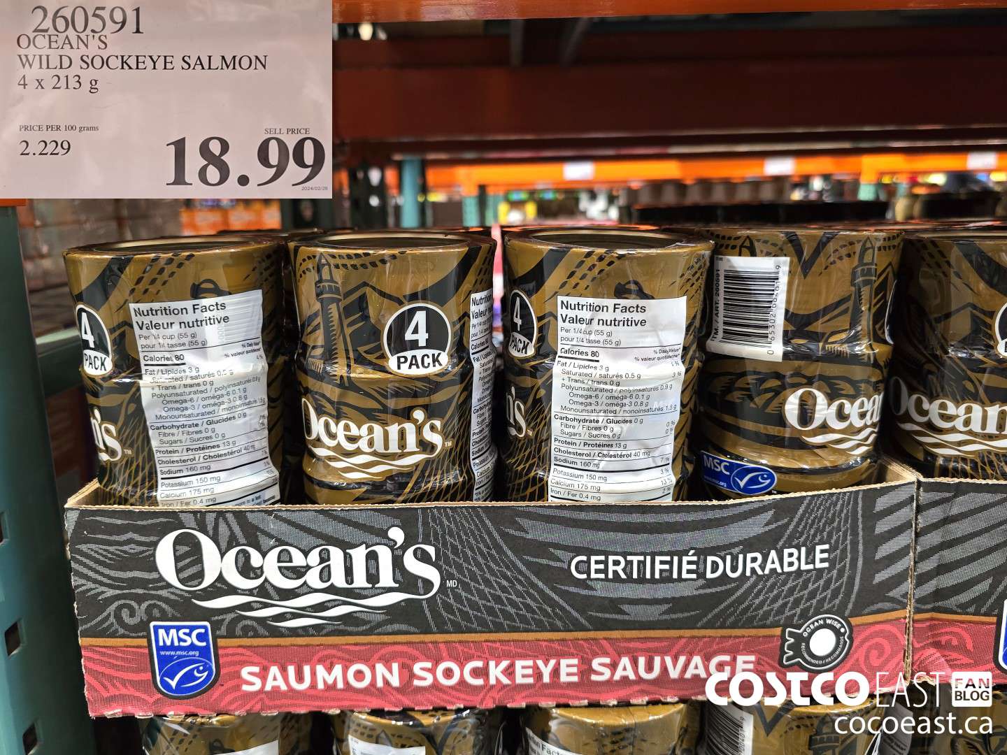260591 OCEAN'S WILD SOCKEYE SALMON 4 x 213 G $18.99