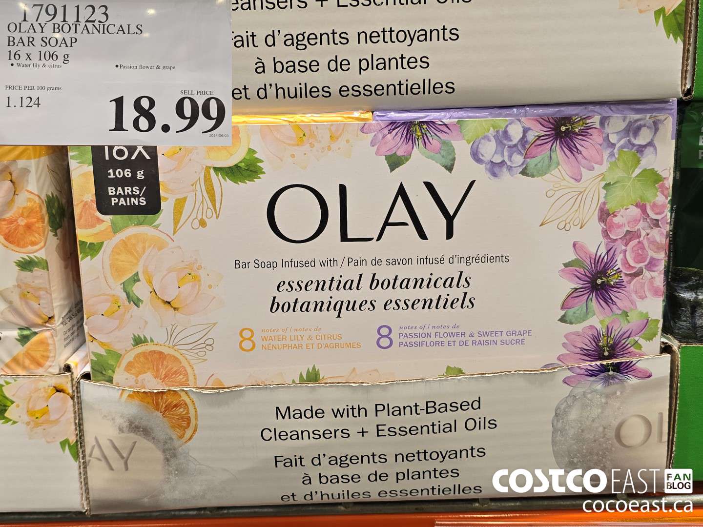 1791123 OLAY BOTANICALS BAR SOAP 16 x 106 g $18.99