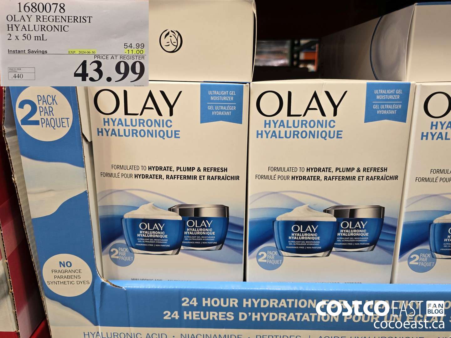 1680078 OLAY REGENERIST HYALURONIC 2 X 50 G ($11.00 INSTANT SAVINGS EXPIRES ON 2024-06-30) $43.99