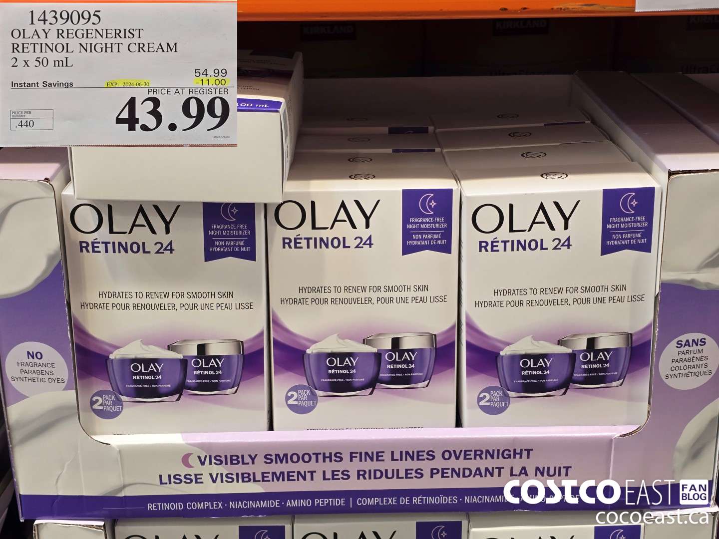 1439095 OLAY REGENERIST RETINOL24 NIGHT CREAM 2 X 50 ML ($11.00 INSTANT SAVINGS EXPIRES ON 2024-06-30) $43.99