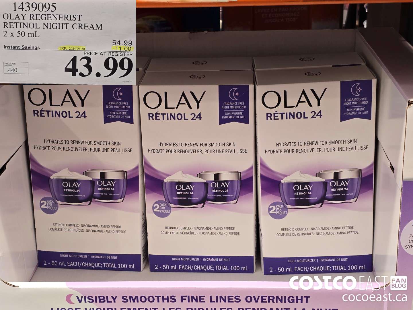 1439095 OLAY REGENERIST RETINOL24 NIGHT CREAM 2 X 50 ML ($11.00 INSTANT SAVINGS EXPIRES ON 2024-06-30) $43.99
